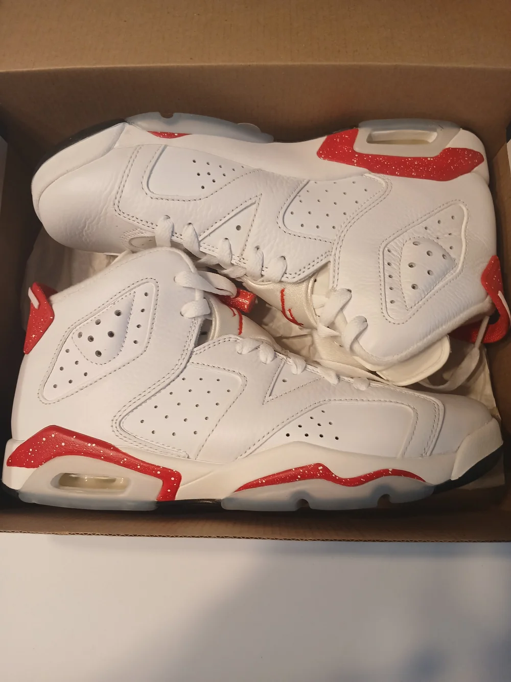 Nike Air Jordan 6 Retro Red Oreo GS 7Y White University Red 384665-162 NEW